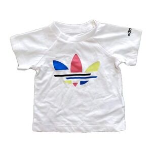 NWT‎ Adidas Baby Infant 3-6 Months White Logo T-Shirt Girls Or Boys 100% Cotton